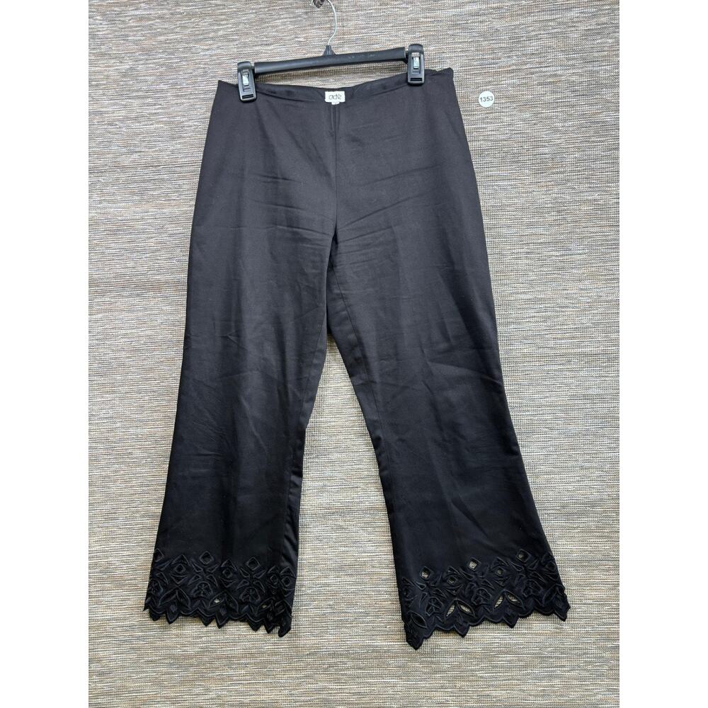 Cache Ankle Dress Pants Womens Size 10 Black Cut-out Design Mid Rise Stretch